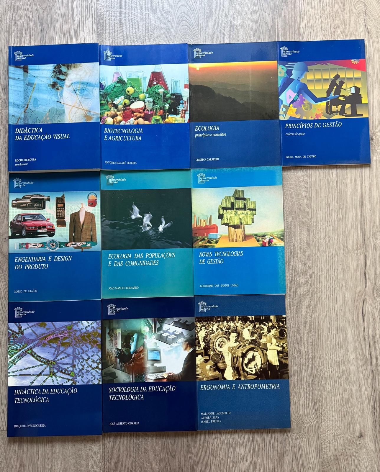 Lote de livros da Universidade Aberta