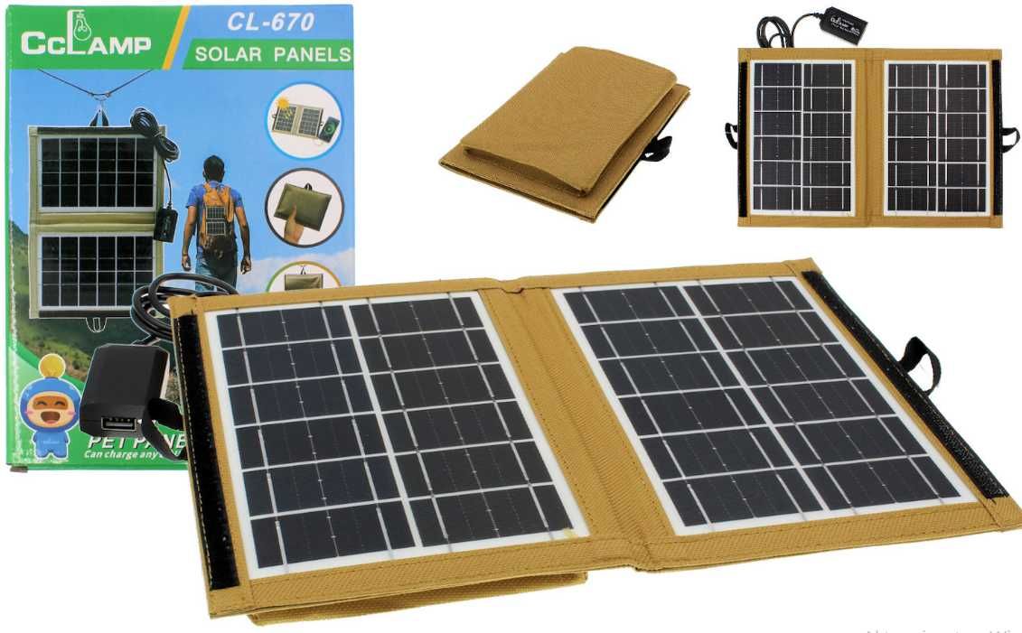 Turystyczny Panel Solarny 5V 7W Ładowarka Słoneczna solarna powerbank