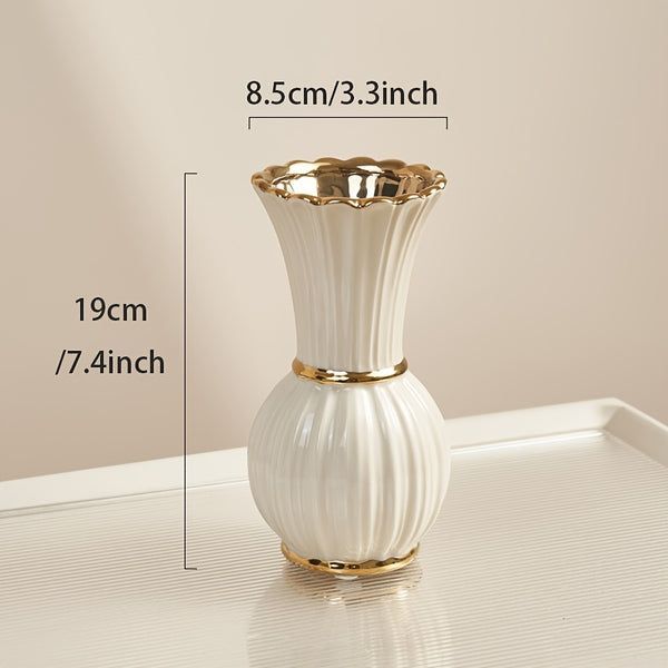 Jarro de cerâmica estilo creme branco - Vaso alto para rosas com água