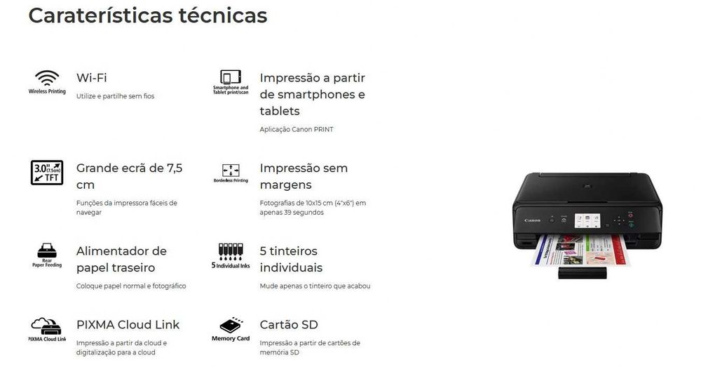 Impressora Multifunções Canon PIXMA TS5050 | All-in-One | Wireless