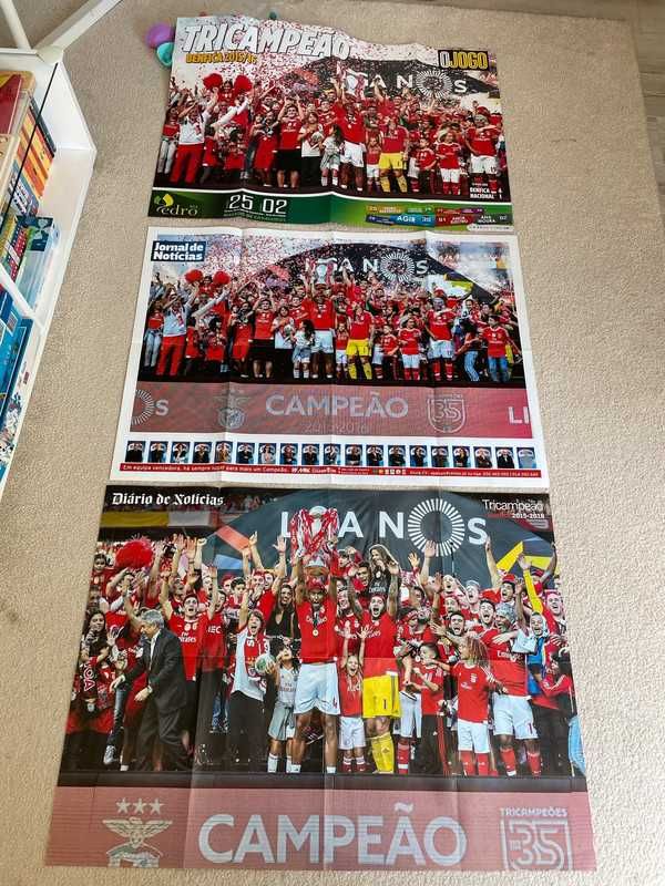 Posters e revista Benfica SLB campeão e taça portugal vários anos