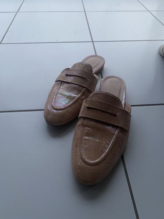 Босоніжки мюлі, бежево-рожеві