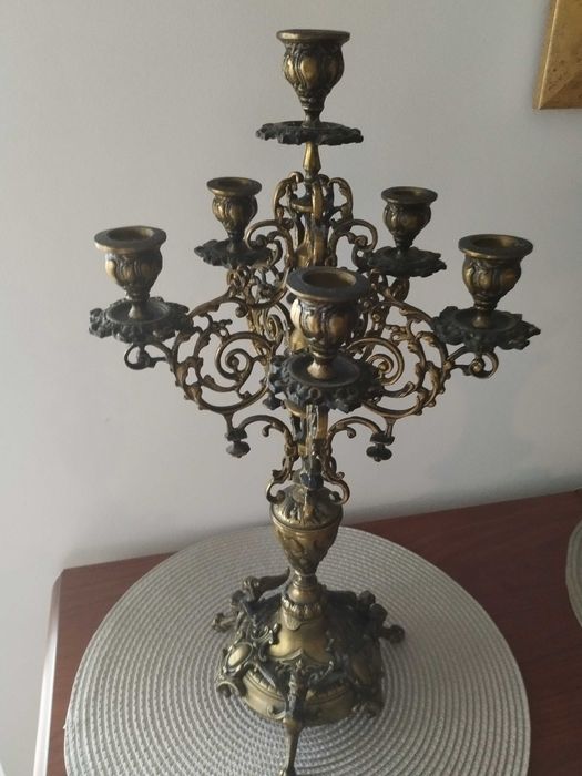 Świecznik mosiężny 5 ramienny 50 cm