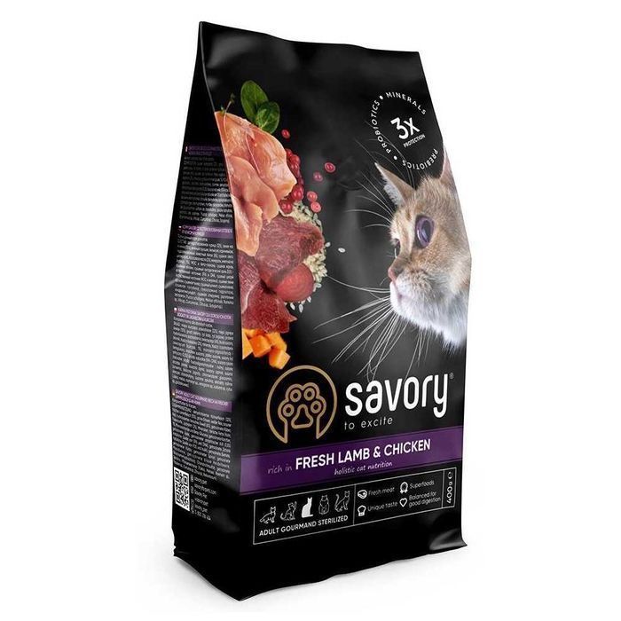 Корм для стерилизованных котов Savory Adult Cat Sterilized Lamb 8кг