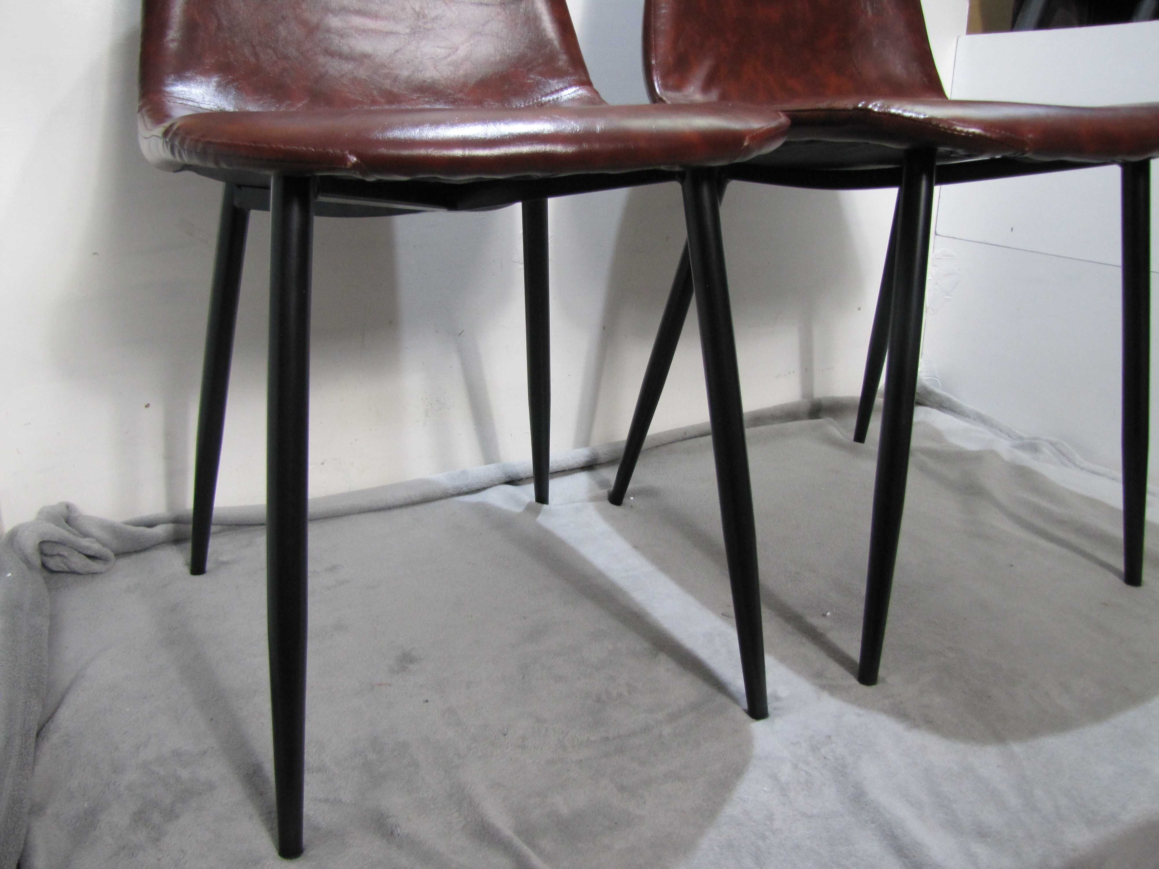 Krzesło tapicerowane skórzane brązowe NOWE styl loft