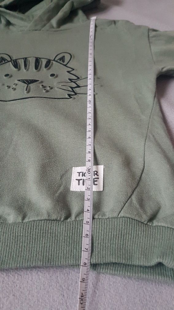 Zielona bluza z kapturem, kot, SoCute r. 92