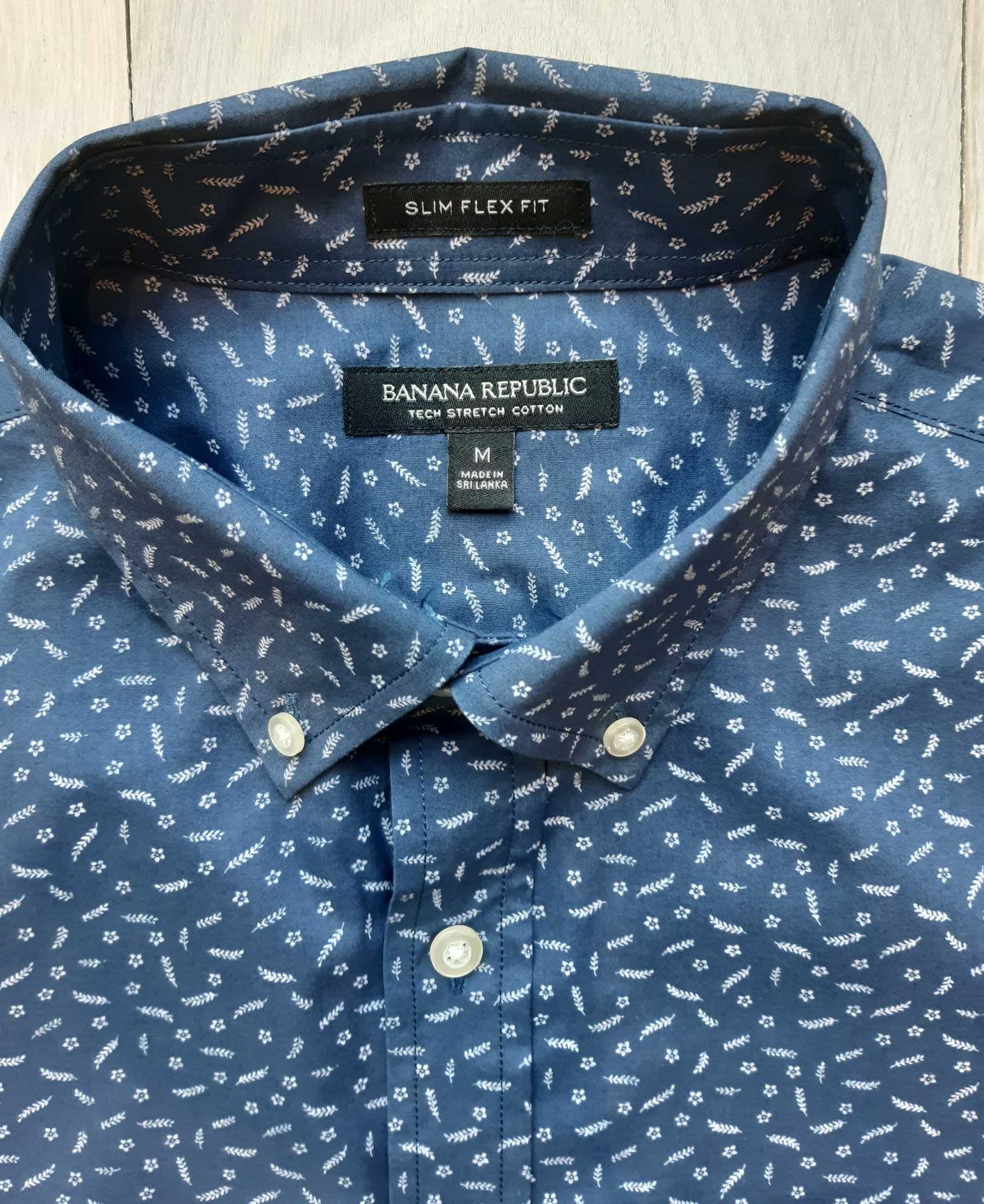 Granatowa koszula slim flex fit Banana Republic, rozm. M, długi rękaw