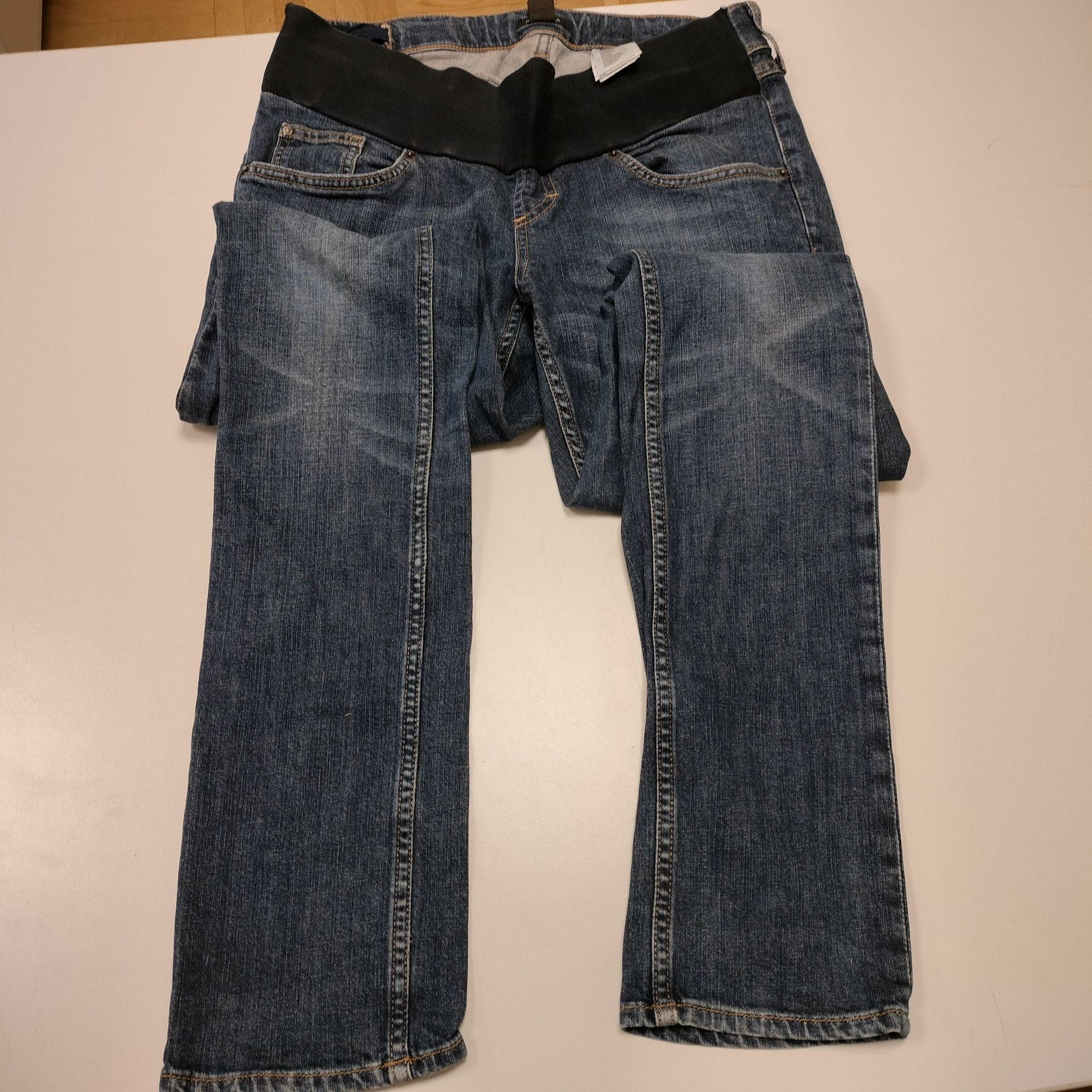Jeansowa, jeansy, Spodnie ciążowe 42, h&m mama