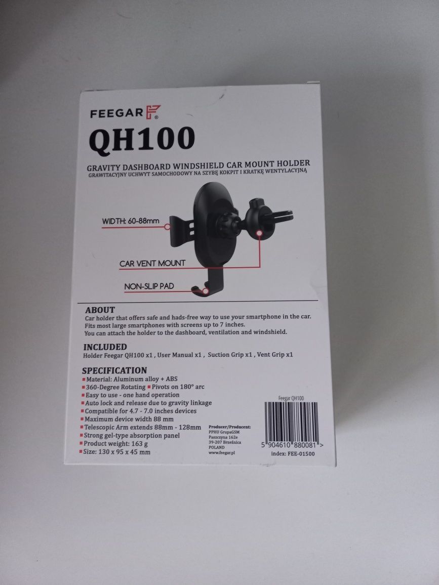 Uchwyt samochodowy na telefon Feegar QH100