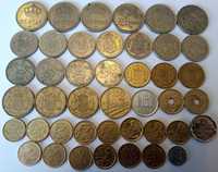 Lote de 43 moedas, pesetas.