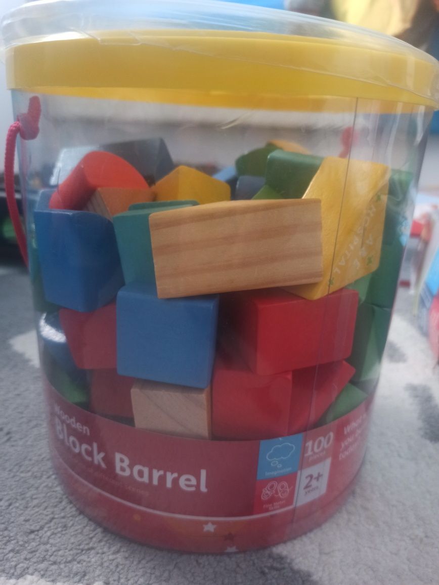 Klocki drewniane - Block Barrel Wooden - 2+ dla dzieci - 100 elementów
