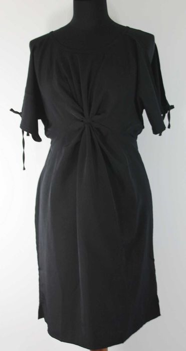 Sukienka czarna lekka rękawy rozcięte wiązane Rozmiar 38