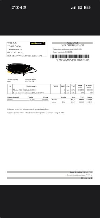 Monitor AOC 27G2U