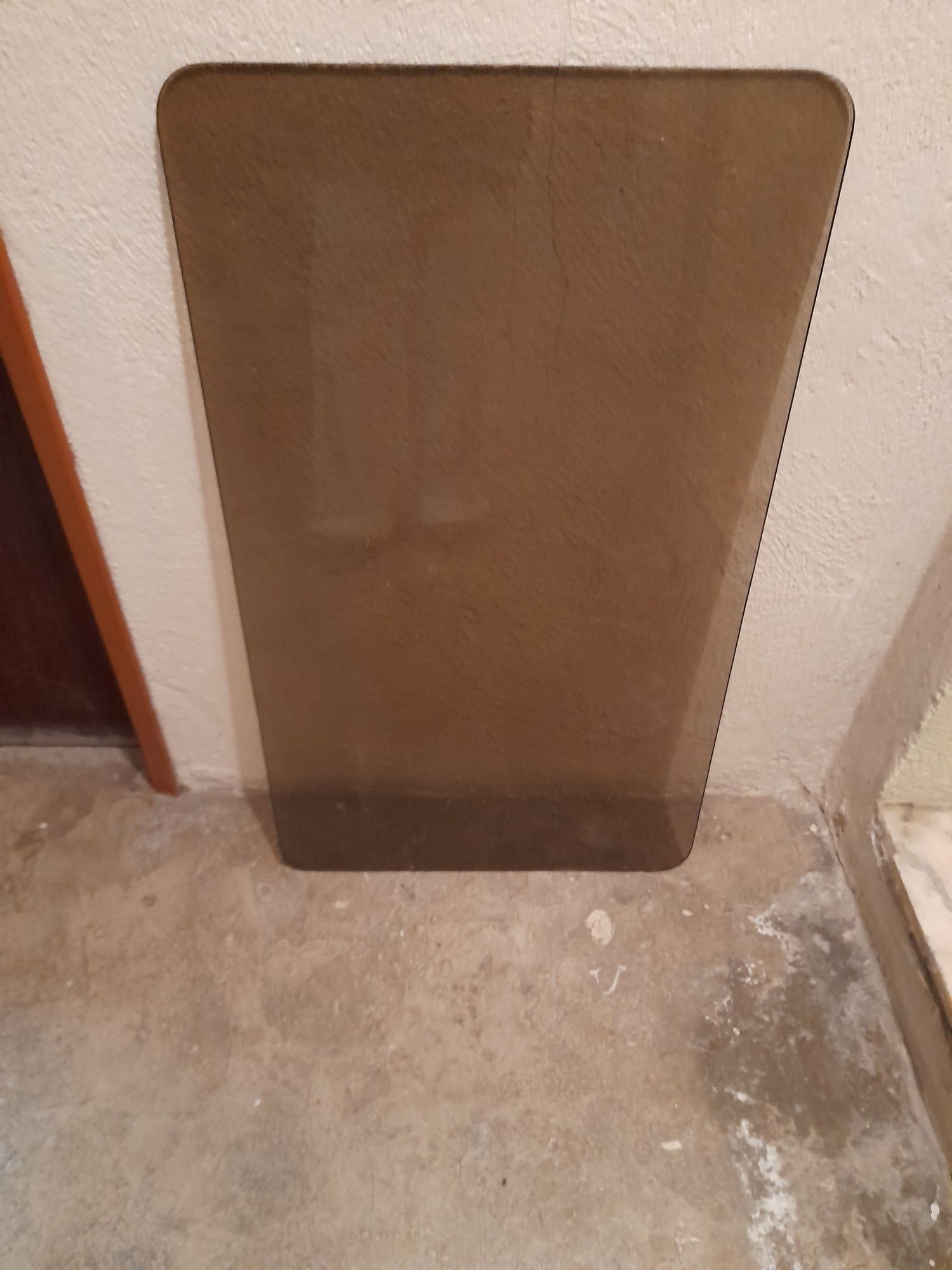 Tampo de vidro retangular cor castanho
