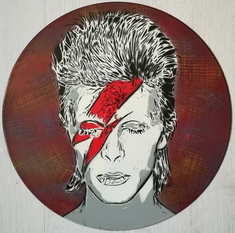 David Bowie pintura original em disco de vinil
