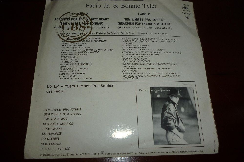 Disco de Vinil Bonnie Tyler & Fábio Jr. ‎