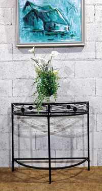 Aparador / Consola de ferro e vidro. Iron and glass sideboard/console