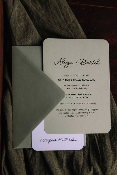 zaproszenia na ślub Empire Green