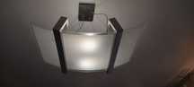 Nowoczesne 2 lampy + 2 kinkiety do salonu,. Komplet szkło + inox