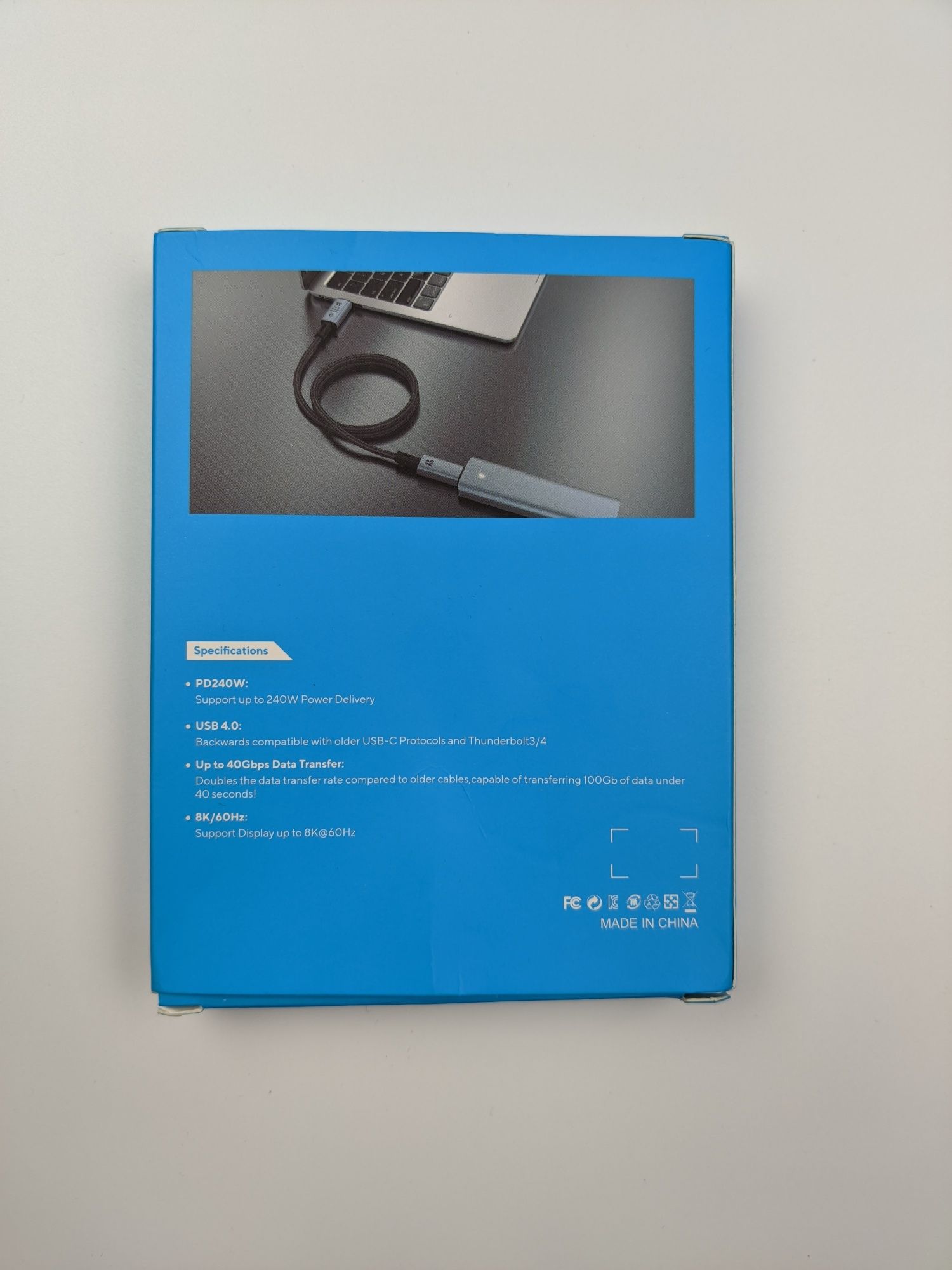 Кабель Type-C to Type-C 240W, USB 4.0 до 40 Gb/s, 8K 60Hz