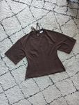 Primark bawełniany brązowy t-shirt z wcięciem M