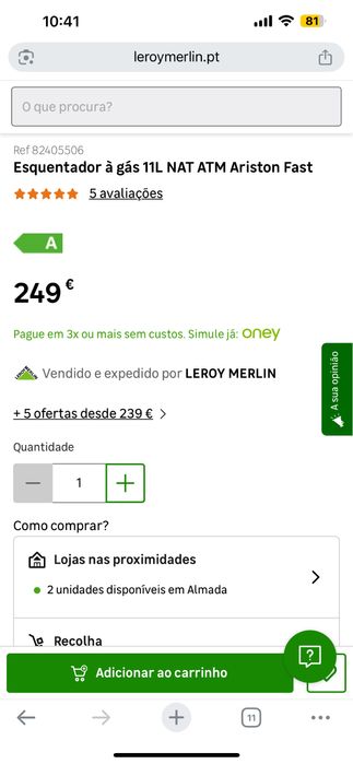 Esquentador 11L novo