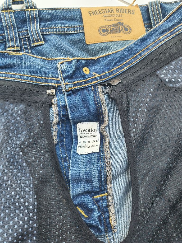 Spodnie motocyklowe FREESTAR, jeansowe, XXL, używane