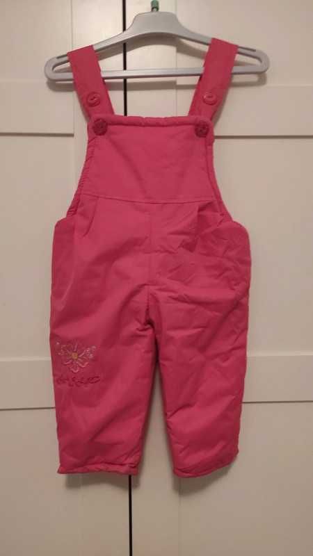 NOWE różowe spodnie zimowe narciarskie z szelkami dla dziewczynki r 80