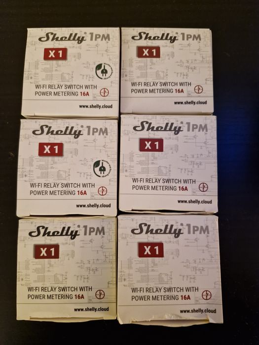 6 x Shelly 1PM rele