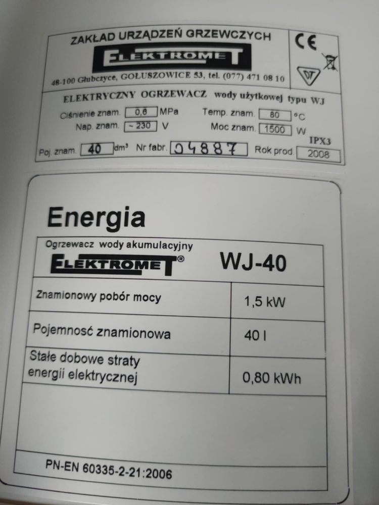 Elektryczny ogrzewacz wody Elektromet Mister WJ 40