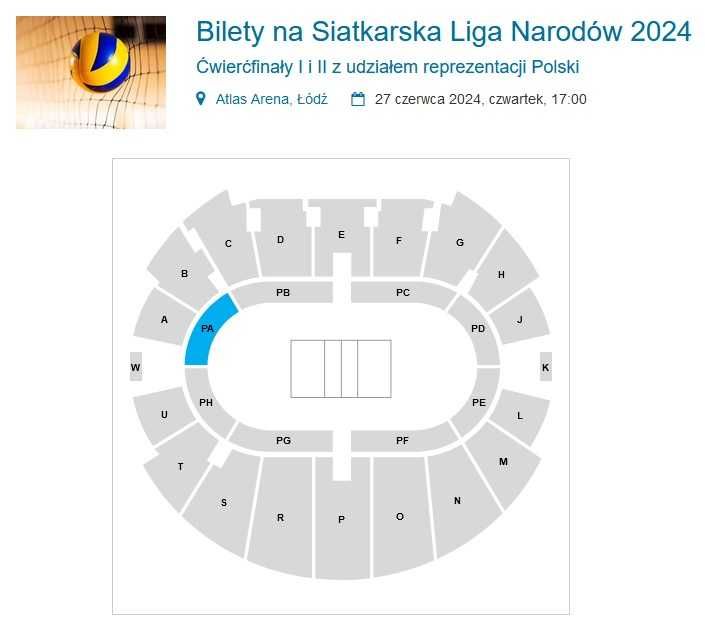 Bilet-y na: Siatkarska Liga Narodów VNL - ćwierćfinały - Łódź  - 27.06