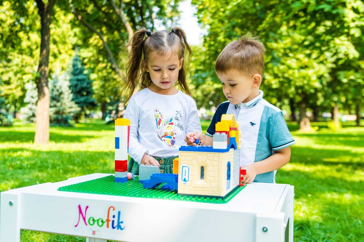 Лего-комплект:дитячий світловий стіл з лего-кришкою Noofik/Песочница