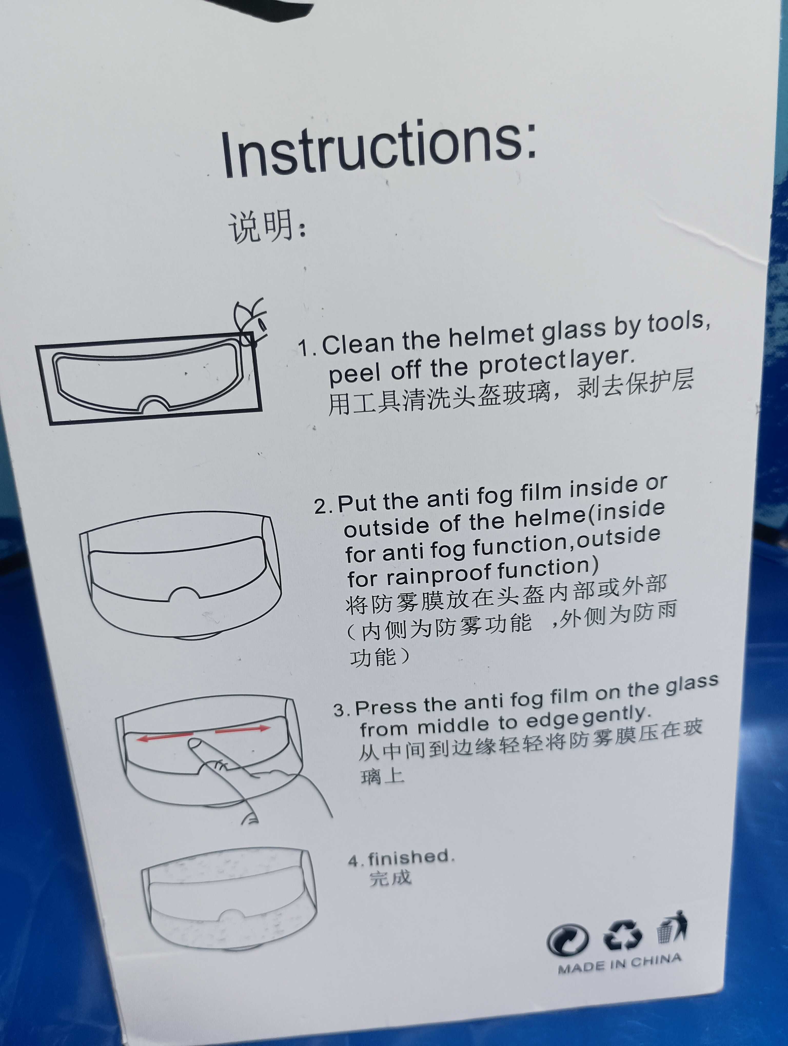 Película Anti Embaciamento para Capacete de Moto