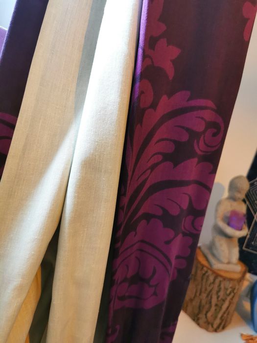 Zasłony fiolet magenta biskupi grube boho