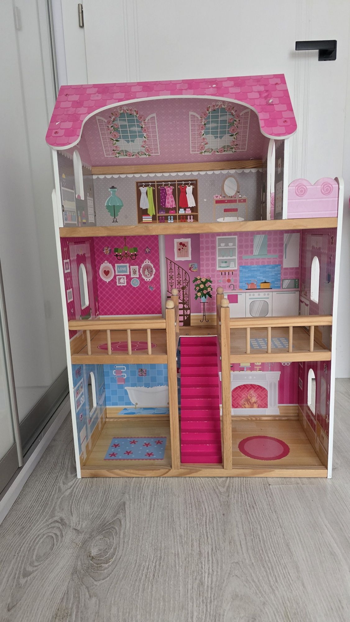 Drewniany domek dla lalek, barbie, xxl,