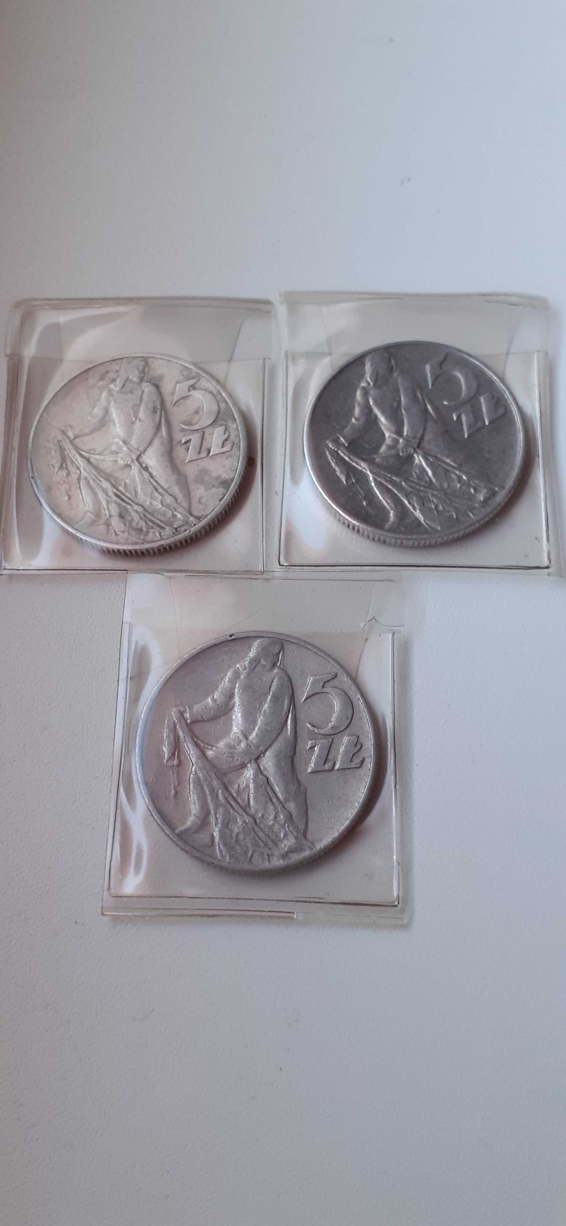 Monety 5 zł. Rybak 1960,1973, 1974 rok .