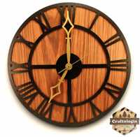 Zegar ścienny wiszący Vintage Retro 36cm drewniany fornir czarny