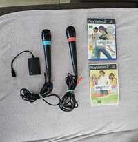 Zestaw Singstar, 2 gry, dwa mikrofony, odbiornik mikrofonów pod USB