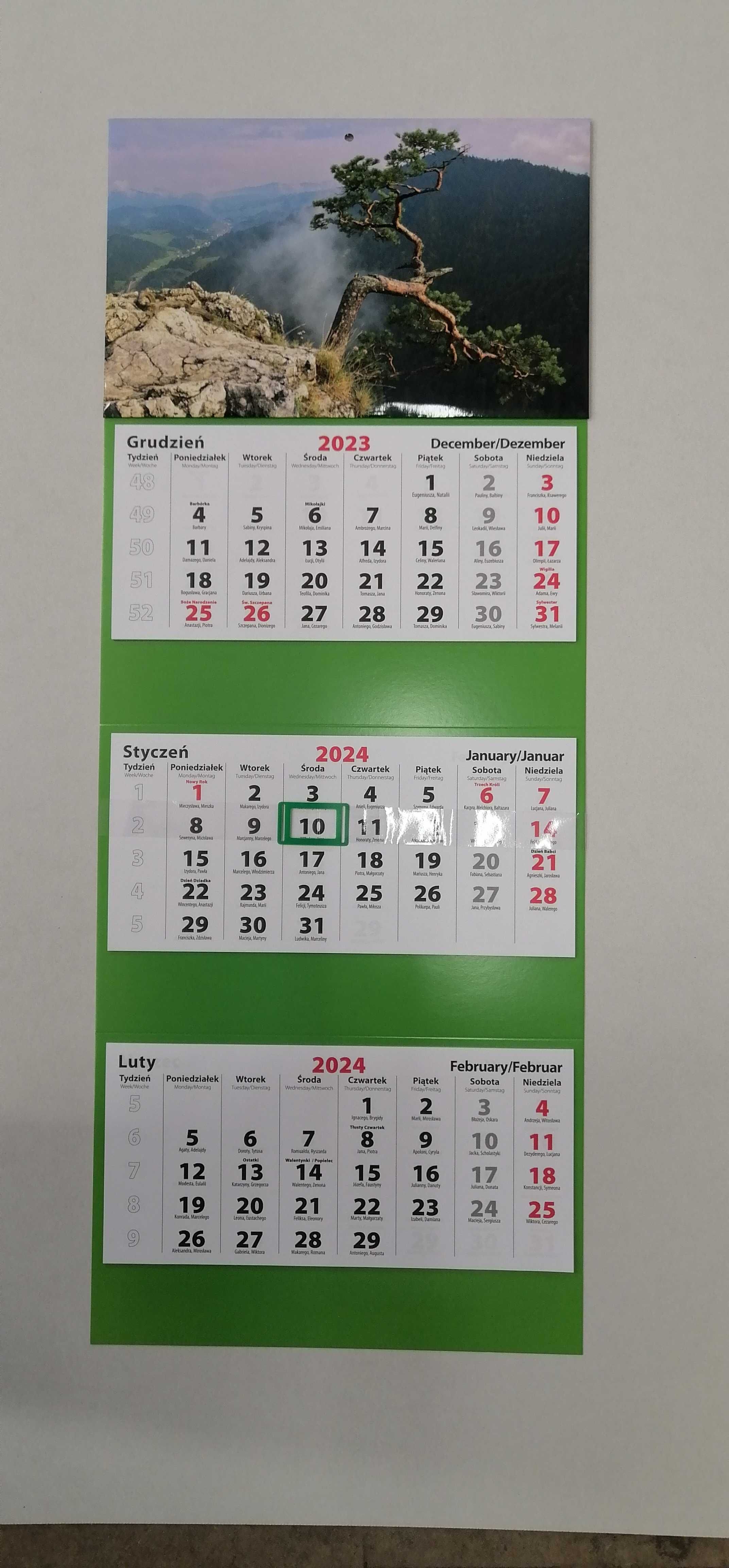 Kalendarz Trójdzielny na Rok 2024 x 4 szt. Kalendarze nr 9, 7, 6, 4