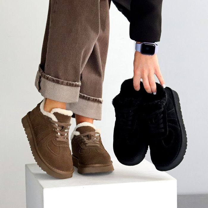 Жіночі шкіряні зимові Кросівки уггі в кольорах