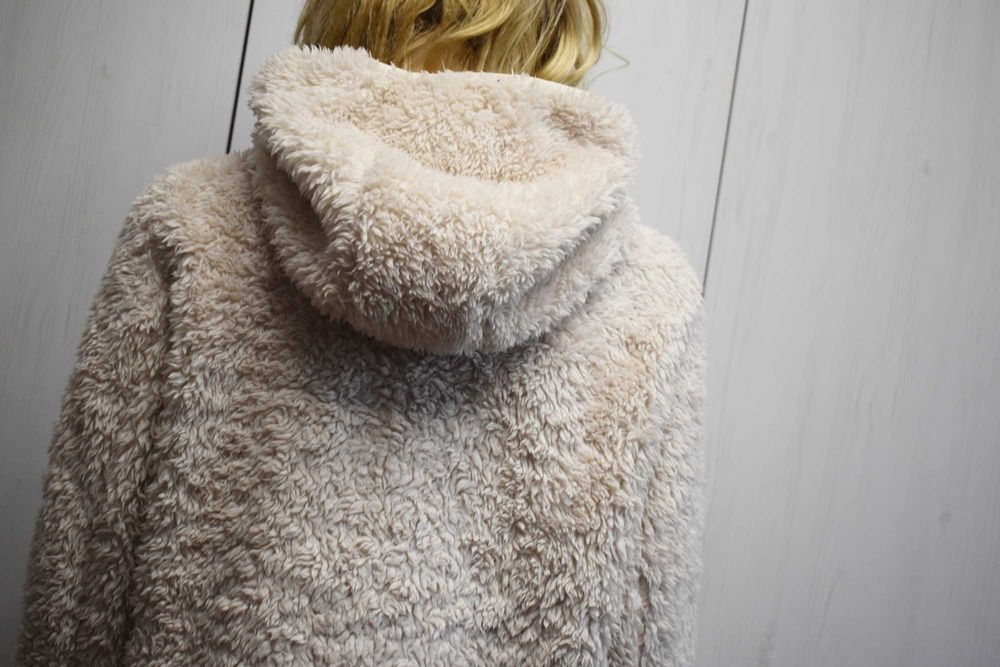 Bluza 34 XS zasuwana ciepła pluszowa z kapturem oversize ocieplana