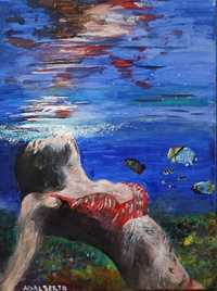 FREEDOM obraz przedstawiający kobietę zanurzoną w morzu