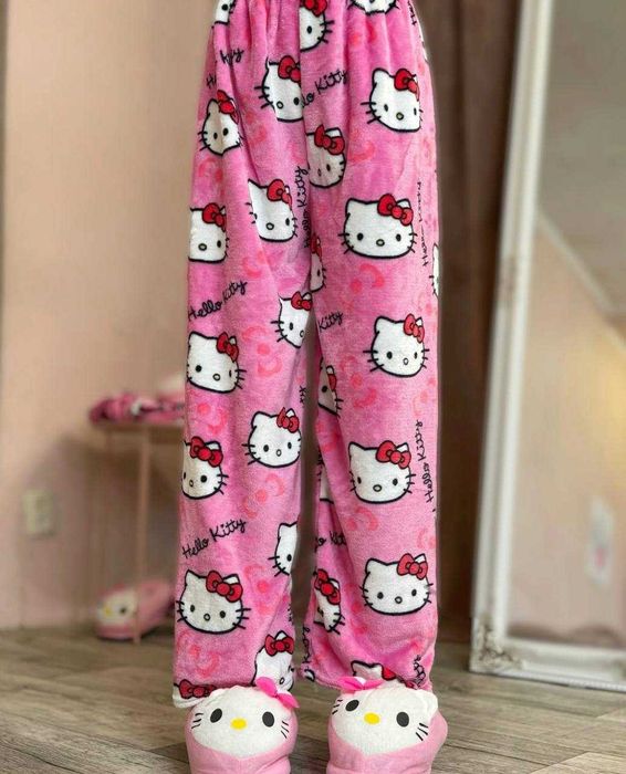 штани hello kitty плюшеві штани штаны хелоу китти брюки пижама плюшева