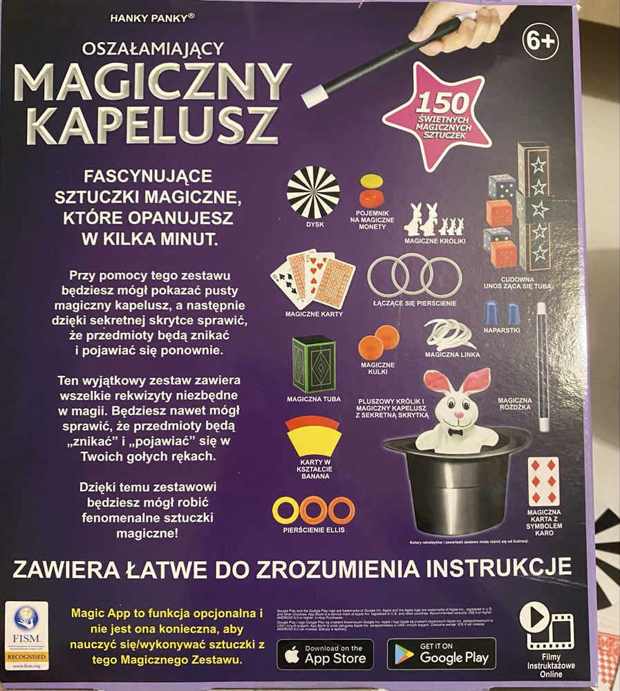 Magiczny kapelusz, zestaw do sztuczek magiczny h