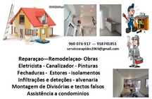 Ruturas, canalização , eletricidade, fechaduras, etc
