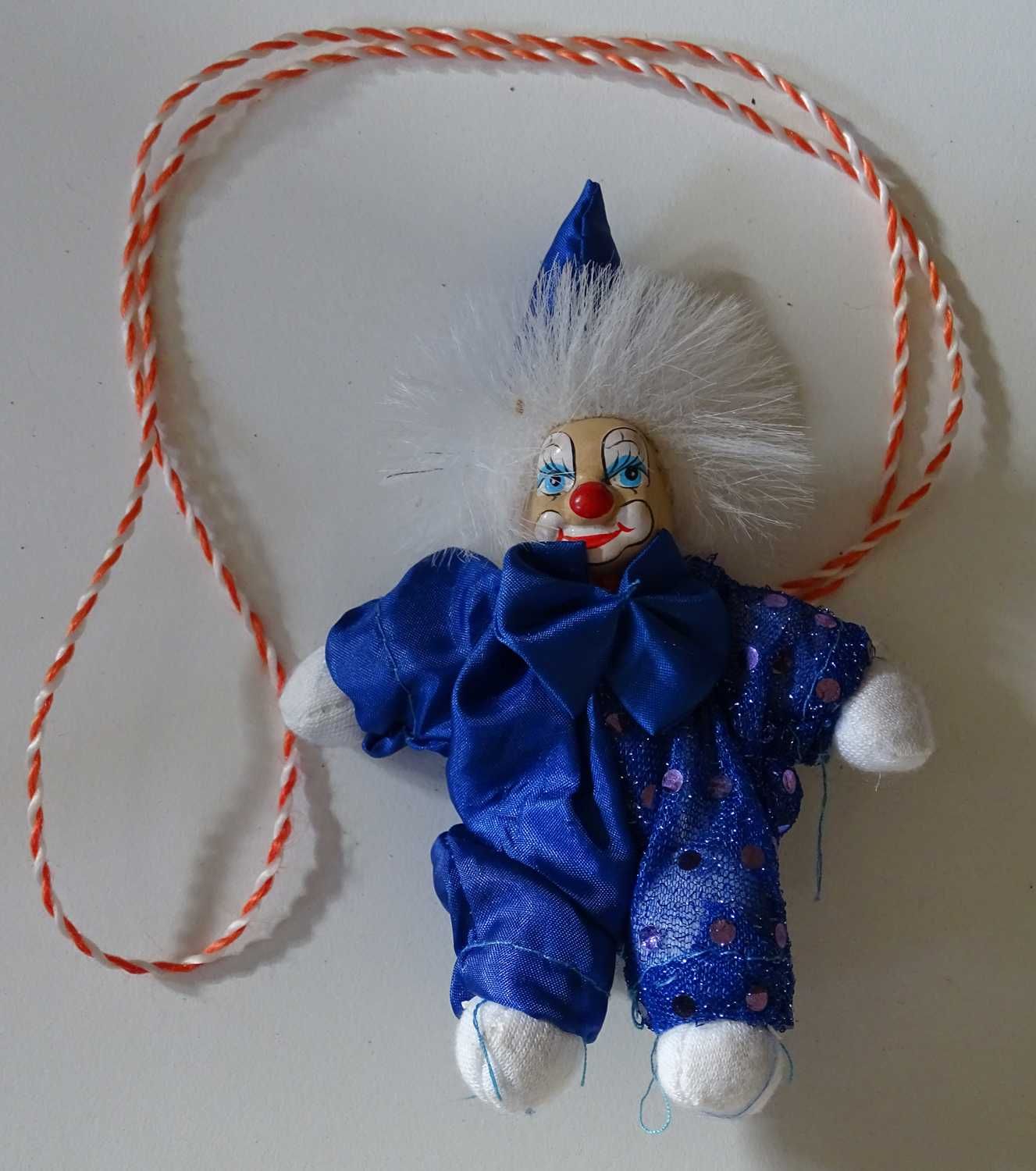 Stara porcelanowa unikatowa lalka/arlekin/klaun