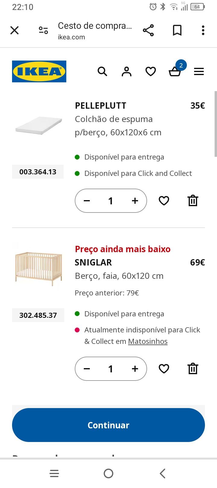 Cama/Berço bebé IKEA (Signlar)+colchão+ oferta de protetor de  grades