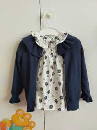 Conjunto camisa e casaco de malha 9-12M