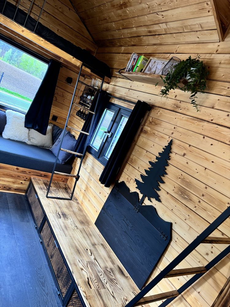 Domek tinyhouse letniskowy na kołach całoroczny wyposażony piękny