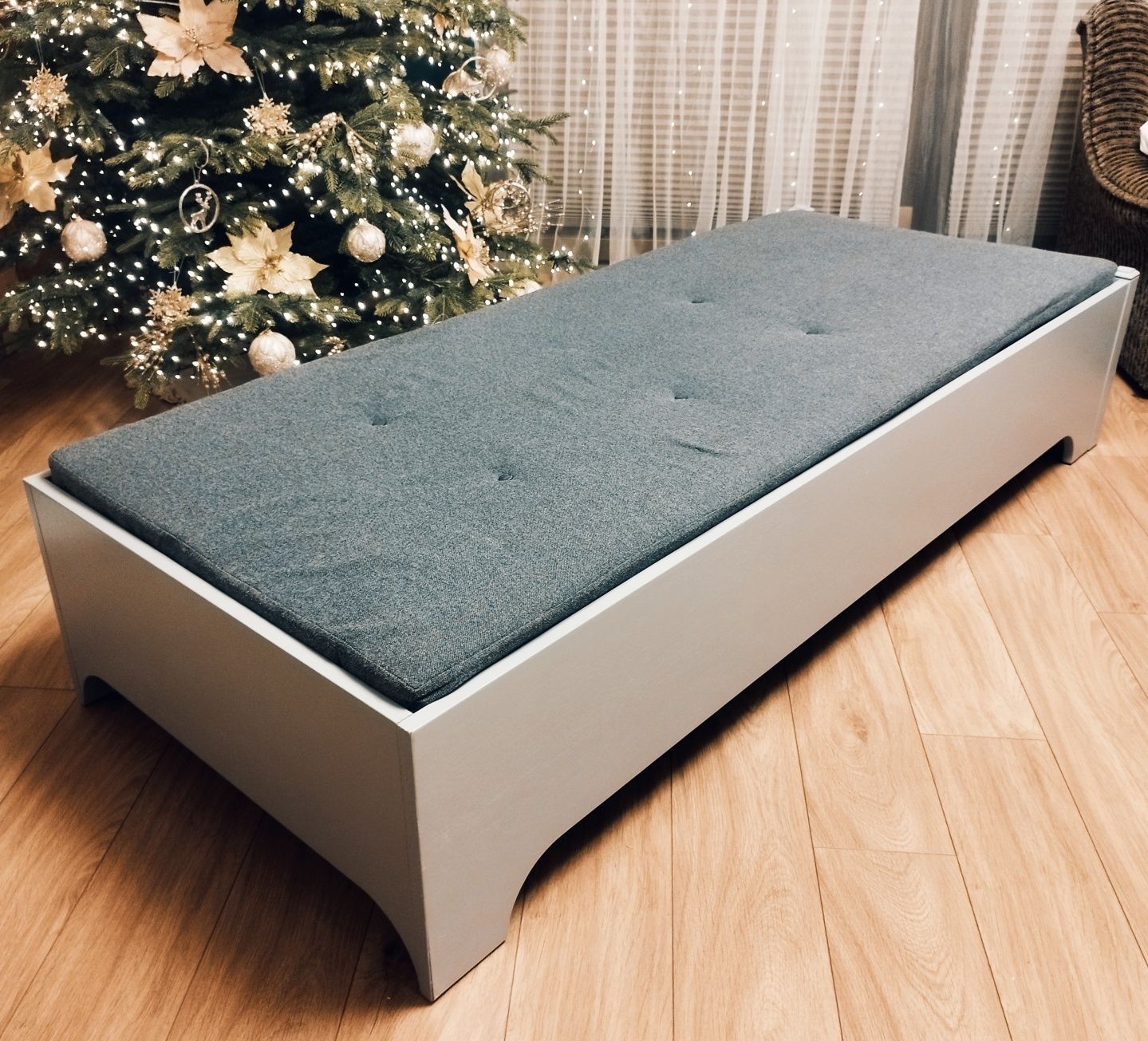 Łóżko + materac sprężynowy 80x200 szare